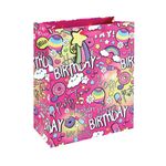 Girly Text Gift Bag Large Pink Pk6