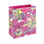 Girly Text Gift Bag Medium Pink Pk6