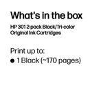 Hp 301 Ink Cart Blk/Tri-Col Cmy 2-Pk