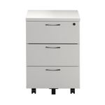 First Desk 3 Drw Ped 1600 White/Slv