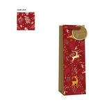 Xmas Reindeer Bottle Gift Bag Pk6