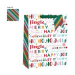 Xmas Jolly Text Gift Bag Xl Pk6