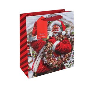 Joyful Santa Gift Bags Med Ast Pk12