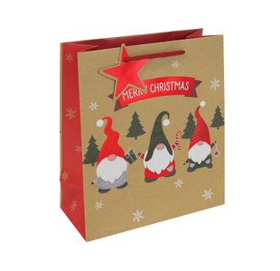 Gonk Kraft Festive Gift Bag Med Pk12