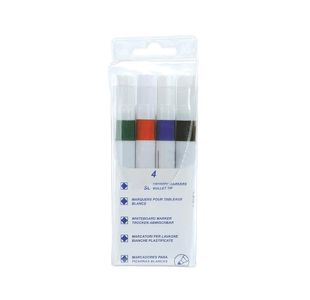 Dry Wipe Markers Bullet Tip Ast Pk4