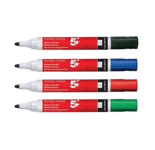 Drywipe Marker Bullet Tip Ast Pk12