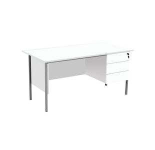 5 Star Rect 3 Drw Ped White
