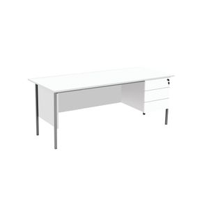 5 Star Rect 3 Drw Ped White