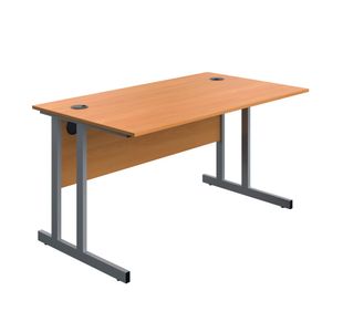 Twin Upright Desk 1400 Beech/Slv