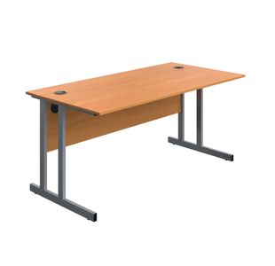 Twin Upright Desk 1600 Beech/Slv
