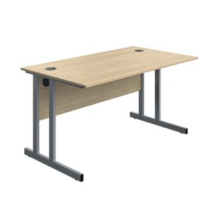 Twin Upright Desk 1400 Oak/Slv