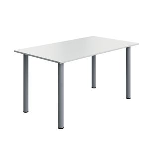 Pole Leg Rect Tbl 1400X800 White/Slv