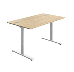 Sm Sit/Stand Desk 1400X800 Oak/Wht
