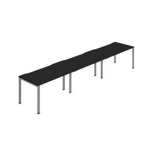 3 Person Bench Desk 1400 Blk/Slv X3