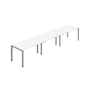 3 Person Bench Desk 1400 Wht/Slv X3