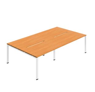 4P Back-To-Back Desk 1200 Bch/Wht X2