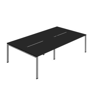4P Back-To-Back Desk 1200 Blk/Slv X2