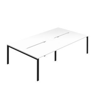 4P Back-To-Back Desk 1400 Wht/Blk X2