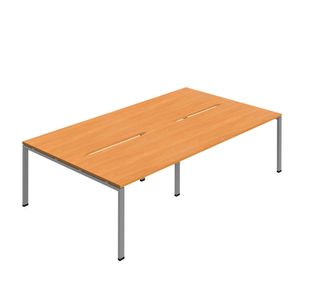 4P Back-To-Back Desk 1600 Bch/Slv X2
