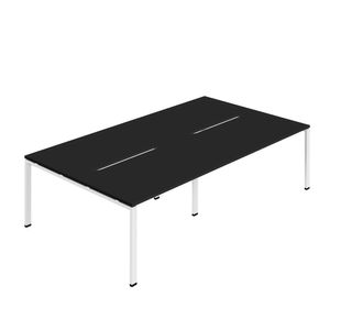 4P Back-To-Back Desk 1600 Blk/Wht X2