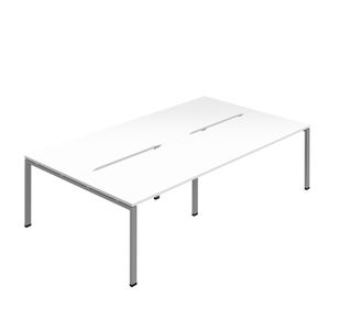 4P Back-To-Back Desk 1600 Wht/Slv X2