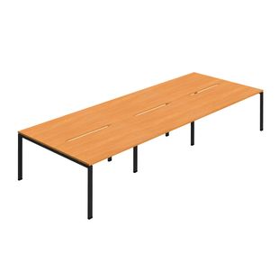 6P Backtoback Desk 1200Mm Bch/Blk X3