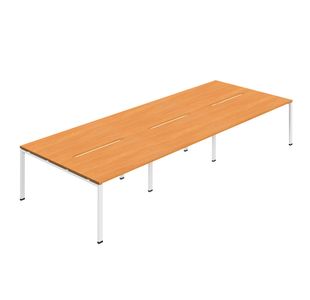 6P Backtoback Desk 1200Mm Bch/Wht X3