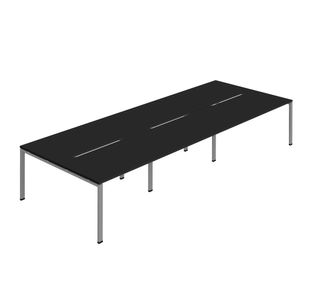 6P Backtoback Desk 1400Mm Blk/Slv X3