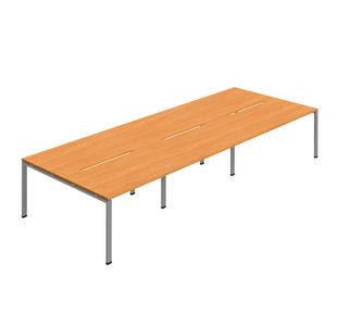 6P Backtoback Desk 1600Mm Bch/Slv X3