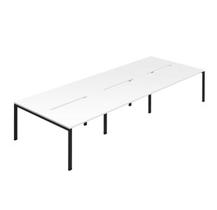 6P Backtoback Desk 1600Mm Wht/Blk X3