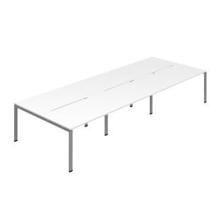 6P Backtoback Desk 1600Mm Wht/Slv X3