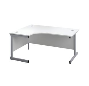 First Radial Lh Desk 1600 White/Slv