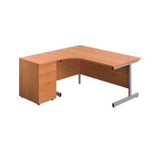 First Rdl Lh Desk Ped Beech/Silver