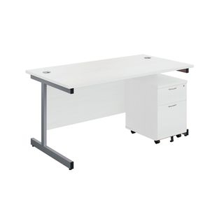 First Desk And 2 Drw Ped 1600 White