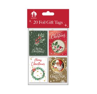 Trad Xmas Gift Tags X20 Pack Of 12
