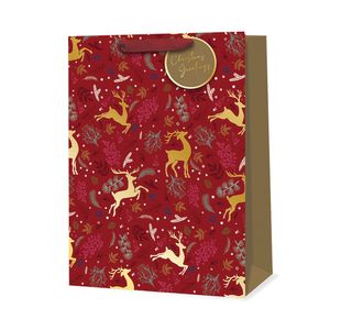 Xmas Reindeer Gift Bag Xl Pk6
