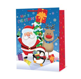 Xmas Santa Snow Scene Bag Xl Pk6