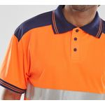 2 Tone Hi Vis Polo Shirt Org/Blu S