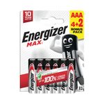 Energizer Max Aaa Battery 4+2 Pk6
