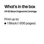 Hp 62 Ink Cartridge Black C2P04Ae