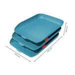 Leitz Cosy Letter Tray A4 Blue Pk3