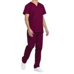 Unisex Scrub Set Top/Trs Wine S