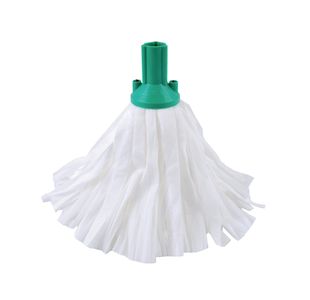 2Work Big White Mop Head Green Pk10