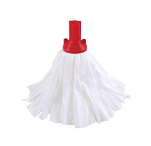 2Work Big White Mop Head Red Pk10