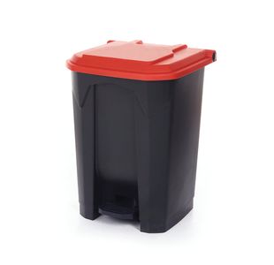 Pedal Bin With Lid 50L Grey/Red