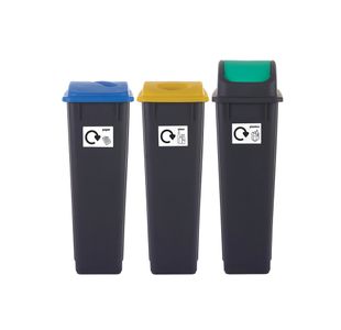 Recycling Bins 90 Litre Ast Pk3