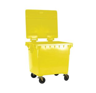 2Work Wheelie Bin 1100L W/Flt Ld Ylw