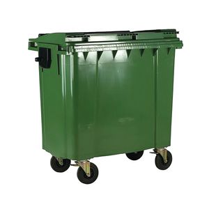 2Work Wheelie Bin 660L W/Lck Ld Grn
