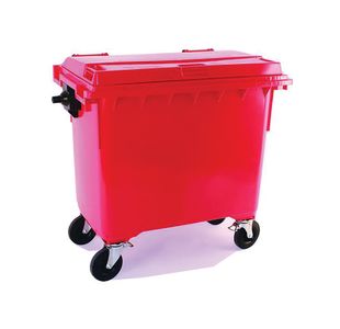 2Work Wheelie Bin 770L W/Lck Ld Red