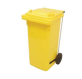 2Work Wheelie Bin Ref 120L Pedal Ylw